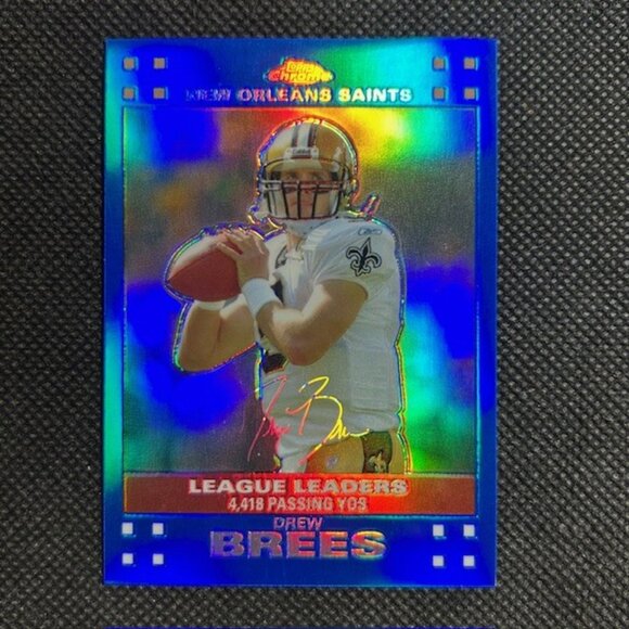 2007 Topps Chrome Drew Brees Blue Refractor New Orleans Saints TC161 - Picture 1 of 2